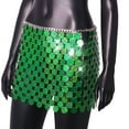 thumbnail image 4 of Jinhomg Party Skirt for Women Sparkly Rainbow Sequin Mini Skirts 2025 Trendy Sheer See Through Bodycon Skirt Shiny Club Night Out Skirts Green Free Size, 4 of 10