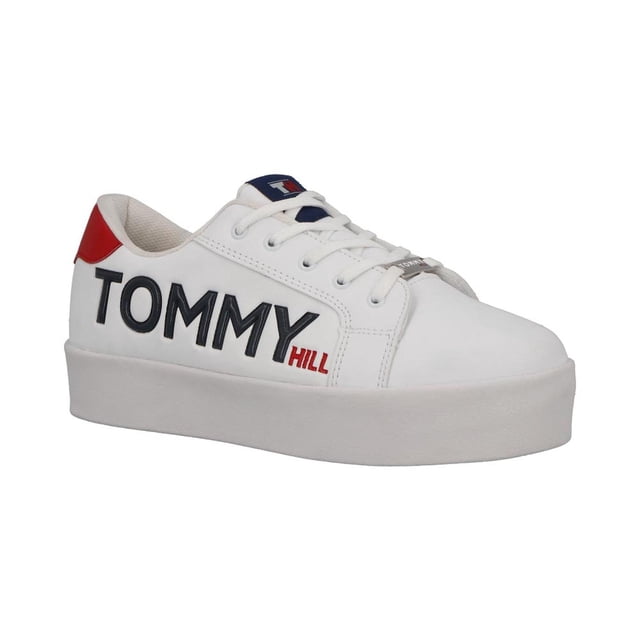 Tenis Mujer Tommy Hill Casual Textil Urbano Sport Ajustable Cordones Ligeros Comodos Blanco Talla 24
