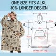 thumbnail image 4 of Oversized Wearable Blanket Hoodie,Beige Halloween Skull Pumpkin Cat Pattern Sherpa Blanket Hoodie with Super Pockets,Super Warm Fuzzy Pullover for Women & Men, 4 of 6