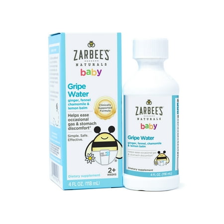 Zarbee's Naturals Baby Gripe Water, Clinically Supported Formula with Ginger, Fennel, Chamomile, Lemon Balm, , 4 Fl. Ounces (1 (Best Gripe Water For Gas)