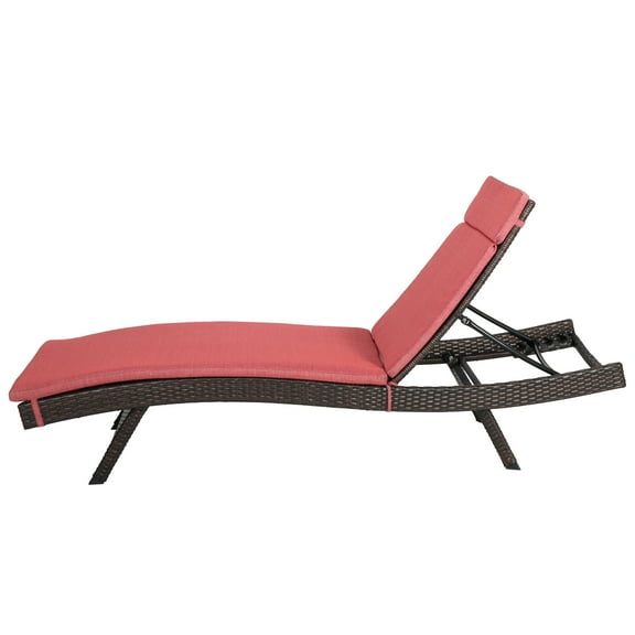 Anthony OutdoorWicker Adjustable Chaise Lounge with Cushions, Set of 2, Multibrown, Red
