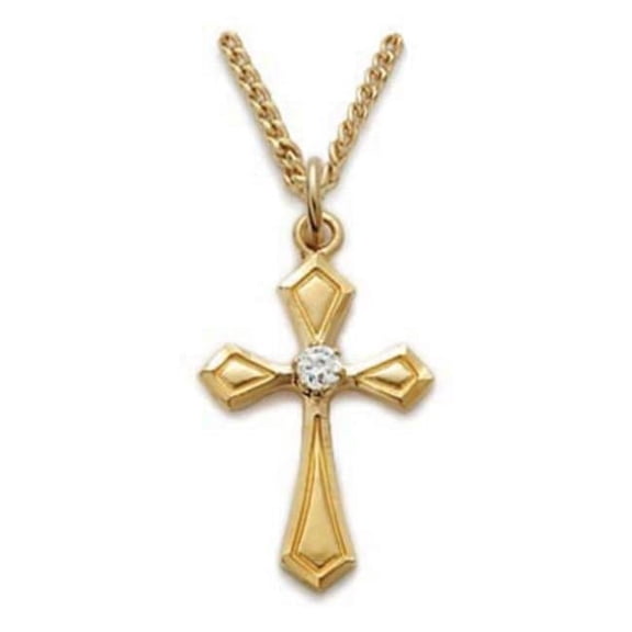 Mcvan J9249 18 in. Chain Gold Over Sterling Silver Cross Boxed