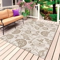 thumbnail image 4 of Outdoor Rug 3x5 ft Khaki Pastoral Flowers Outdoor Large Area Rug Non Slip Rubber Farmhouse Floral Front Door Mat RV Rug Camping Carpet Patio Outdoor Rugs for Backyard Balcony Deck Porch Indoor, 4 of 9