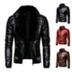 thumbnail image 3 of Chaqueta de cuero de motocicleta resistente al viento gruesa de algodón con remaches y cuello de piel desmontable estilo punk para hombre, 3 of 5