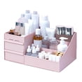 thumbnail image 4 of Caja de almacenamiento de cosméticos, elegante organizador de maquillaje multifuncional para encimera con cajones para útiles escolares, de oficina y de arte, talla M, color rosa, 4 of 13