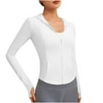 thumbnail image 2 of tarylea Hoodies for Women Full Zipper Slim Fitted Crop Tops with Thumb Holes Solid Color Jackets with Pockets Casual Sunproof Stretch Tops, 2 of 3