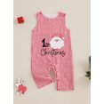 thumbnail image 4 of ZINTAOZT Newborn Unisex Baby First Christmas Outfit Plaid Santa Claus/Tree Overalls Romper Sleeveless Fall Spring Jumpsuit, 4 of 8