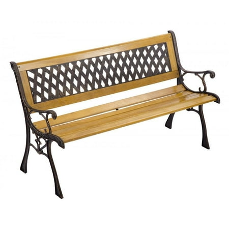 Seville Storage Deck Bench - Garden Bench Patio Porch Chair Deck Hardwood Cast Iron Love Seat W512
