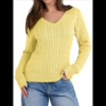 thumbnail image 3 of Suéter de Punto de Larga para Mujer, Jersey Ajustado con Cuello en V, Moda de Otoño, Atuendos Informales de Negocios para Otoño. Amarillo M, 3 of 10