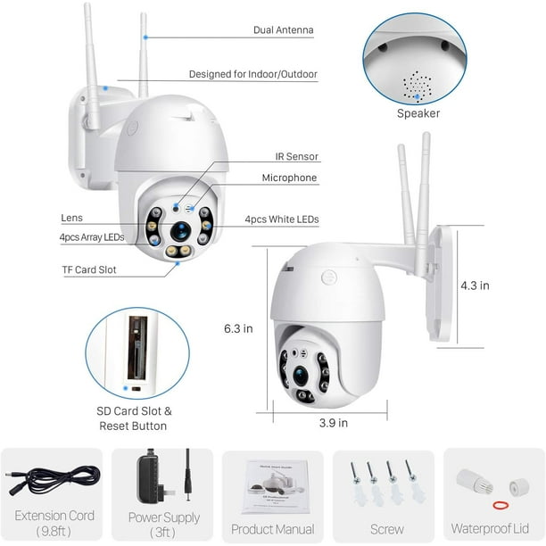 Caméra de Surveillance Wi-Fi Rotative Golf