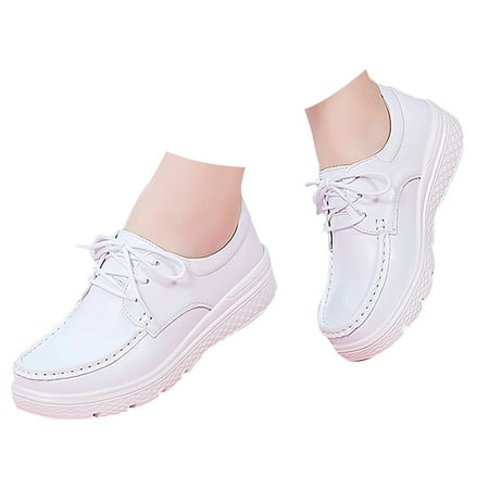 Mepaouo Womens Leather Slip on Shoes Comfort Walking Work Nurse Loafers Lightweight Casual Dress Shoe