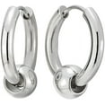 thumbnail image 1 of Stainless Steel Circle Beads Huggie Hinged Hoop Earrings for Men Women, 2pcs, 1 of 5