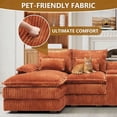 thumbnail image 5 of Aisword 124" U Shaped Cloud Couch Sectional with USB Charging, Hidden Storage, Cup Holders & Chenille Double Chaise, Orange, 5 of 7