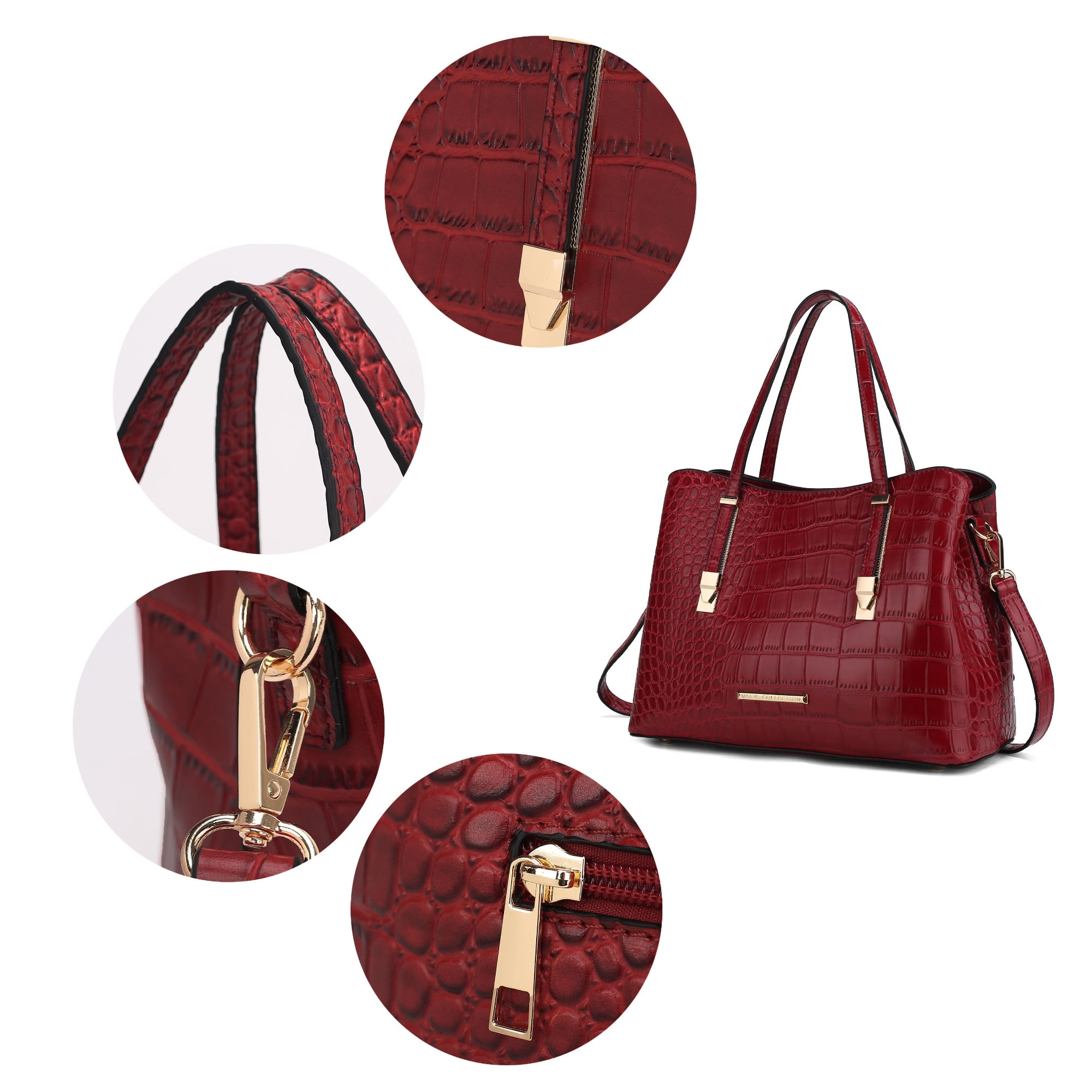 MKF Collection Aurelia Women's Tote Bag, Crocodile Vegan Leather Handbag Purse by Mia K - Coffee