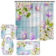thumbnail image 1 of Liquidation de Marque! Rideau de Douche Joyeuses Pâques Ensemble de 4 Tapis de Toilette 70.8” Rideau de Douche pour Décoration Maison / Hôtel / Fête, 1 of 6
