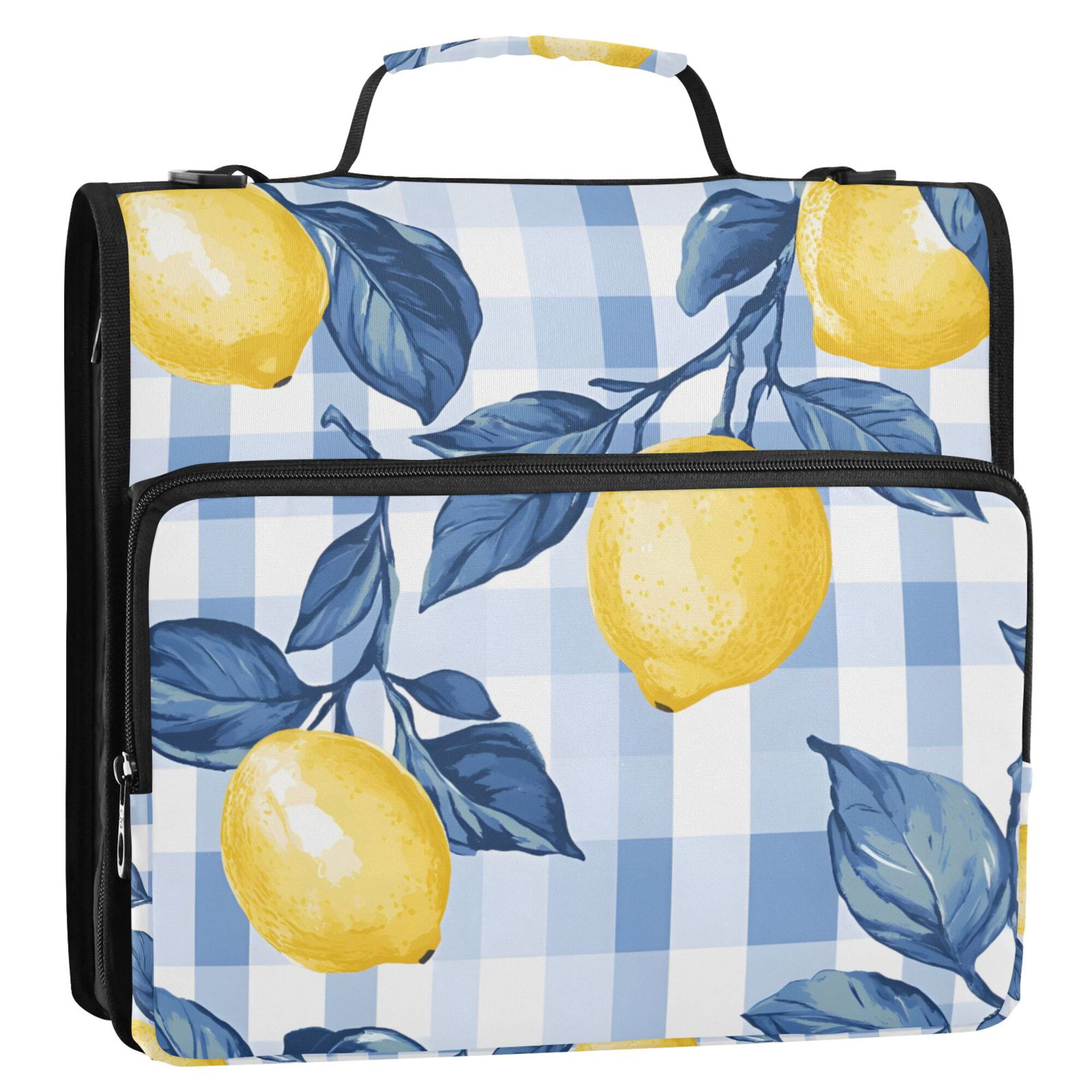 FORMRS Zipper Binder with Shoulder Strap 2-inch Ring 500 Sheet Capacity File Bag, Light Blue Lemon