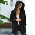 thumbnail image 5 of Defitshape Women's Hooded Cardigan Cozy Fuzzy Fleece Jackets & Coats Winter Thermal Open Front Fluffy Coat Outwear with Pockets Black 20, 5 of 5
