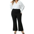 thumbnail image 2 of Agnes Orinda Plus Size Pants for Women's Bell Bottom Flare Leg Stretchy High Waist with Pockets Pants, 2 of 5