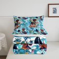 thumbnail image 5 of Homewish Cartoon Dachshund Full Size Comforter Sets,Surfboard Ocean Wave Bedding Comforter Set,Blue,Palm Tree Decor,Reversible,3 Pieces,1 Comforter and 2 Pillowcases, 5 of 7
