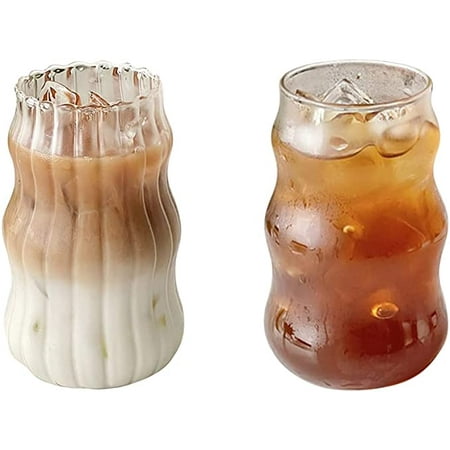 

2 Pcs Clear Glass Cup 18 Oz Wave Shape Cocktail Glasses Creative Martini Glasses Glass Drink Cups Beer Glasses Dessert Cups Ice Cream Glasses Vintage Drinking Glasses for Coffee Juice Wine