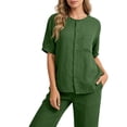 thumbnail image 2 of Thousandth Women's Cotton Blend Blouses Summer Boho Breathable Casual T-Shirts Embroidered V-Neck Shirts Loose Fit Button Down Daily Tops, 2 of 7