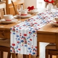 thumbnail image 5 of 4th of July Table Runner 72 Inches, Independence Day Floral Grey Striped Bed Runner Dresser Scarves Tabletop for Indoor Outdoor Parties/Ceremony/Banquet, 14" x 72", 5 of 9