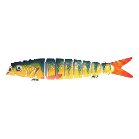 RICHMJ Multi Jointed Fishing Lures, 5.3in 8-Segment Lifelike Swimbait for Bass Trout Walleye, Slow Sinking Hard Lure with Treble Hooks, Realistic Topwater Freshwater Saltwater Fishing Bait (D)