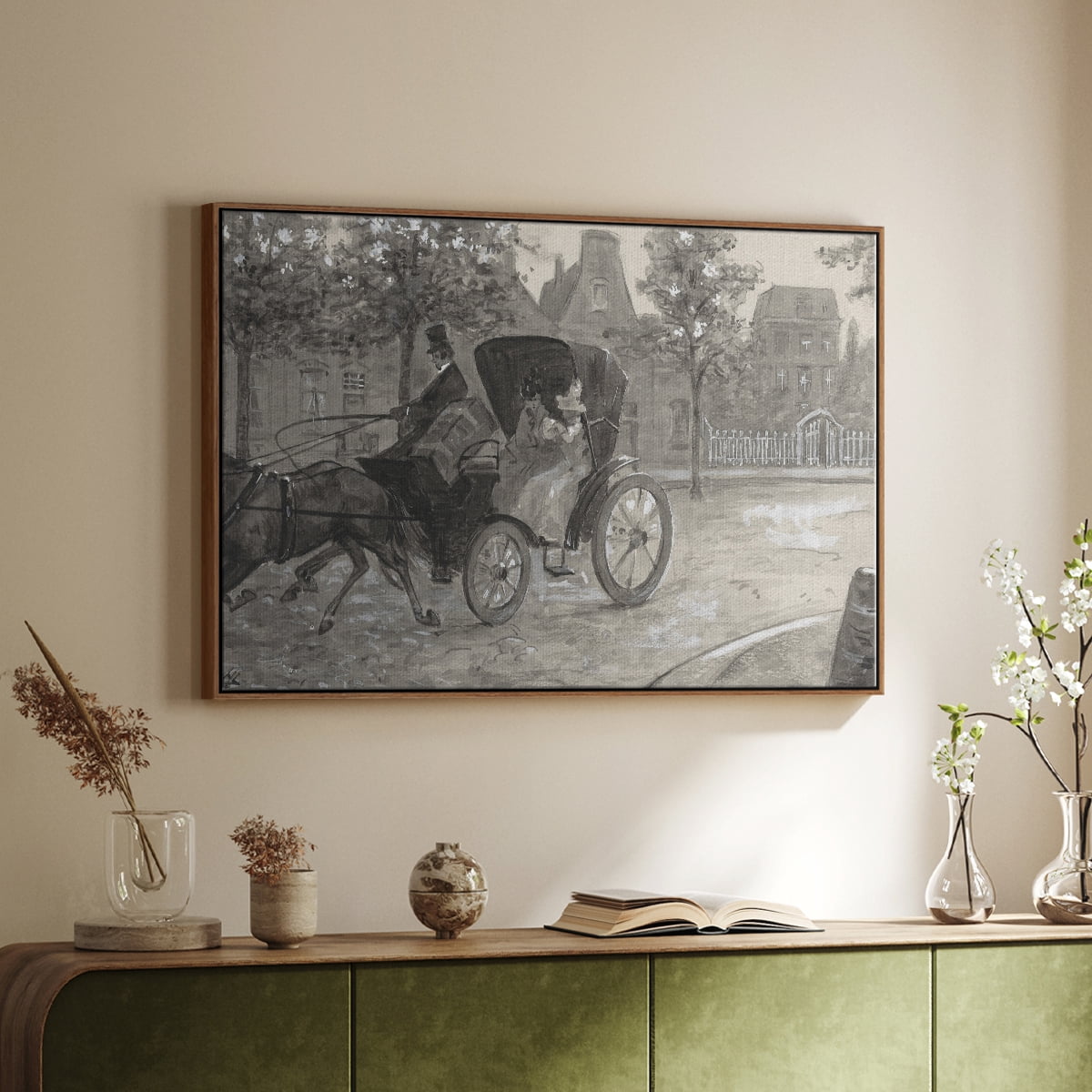 Vintage Animal Print-XXVIII By Wexford Home Framed in Walnut Wood Gallery Wrapped Canvas 27 in. x 41 in.