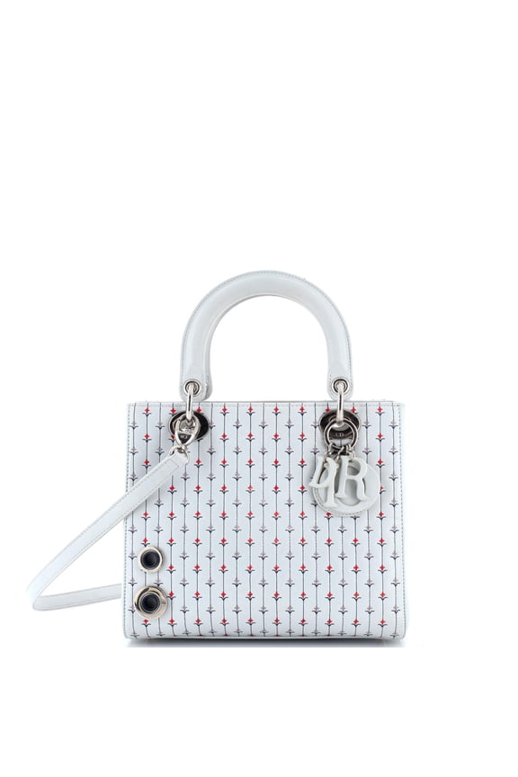 Pre-Owned Lady Dior Bag Embroidered Leather with Applique Medium By Rebag