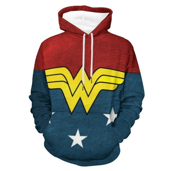 Won-der Women Hoodies for Men Women Novelty 3D Graphic Pullover Sweatshirt with Pocket