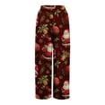thumbnail image 5 of Women's Loose Wide Leg Pants, Christmas Print Elastic Waist Drawstring, Casual Pocket Trousers, Fashion Holiday Pants for Women, Cozy and Festive,Deep Red,XL, 5 of 6