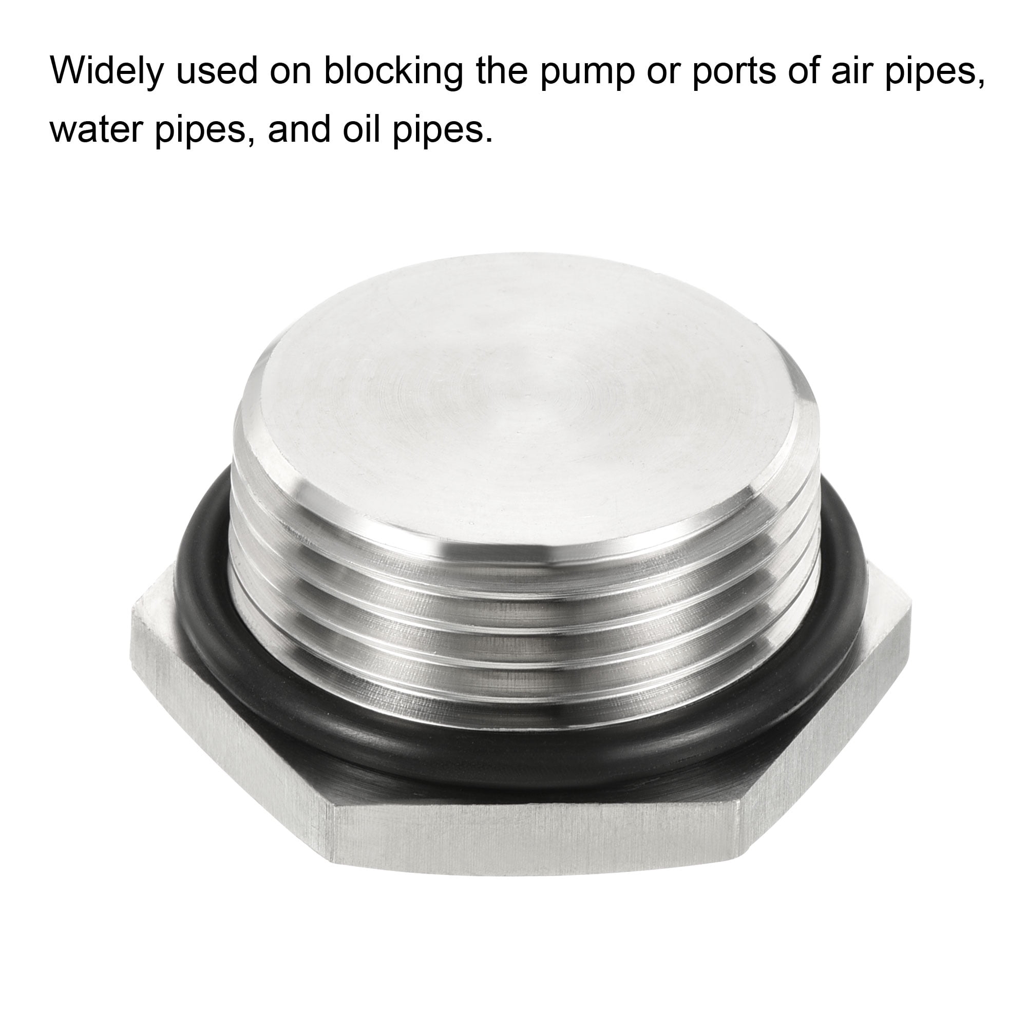 Unique Bargains Male Plug Stainless Steel Thread Hex Head Socket Pipe Fitting 1 38x19mm