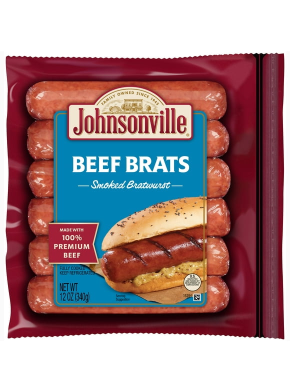 Johnsonville Smoked Beef Bratwurst, 6 Links, 12 oz