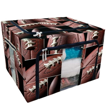 PKQWTM American Football Collage Storage Bag Clear Window Storage Bins Boxes Large Capacity Foldable Stackable Organizer With Steel Metal Frame For Bedding,Clothes,Closets, Bedrooms