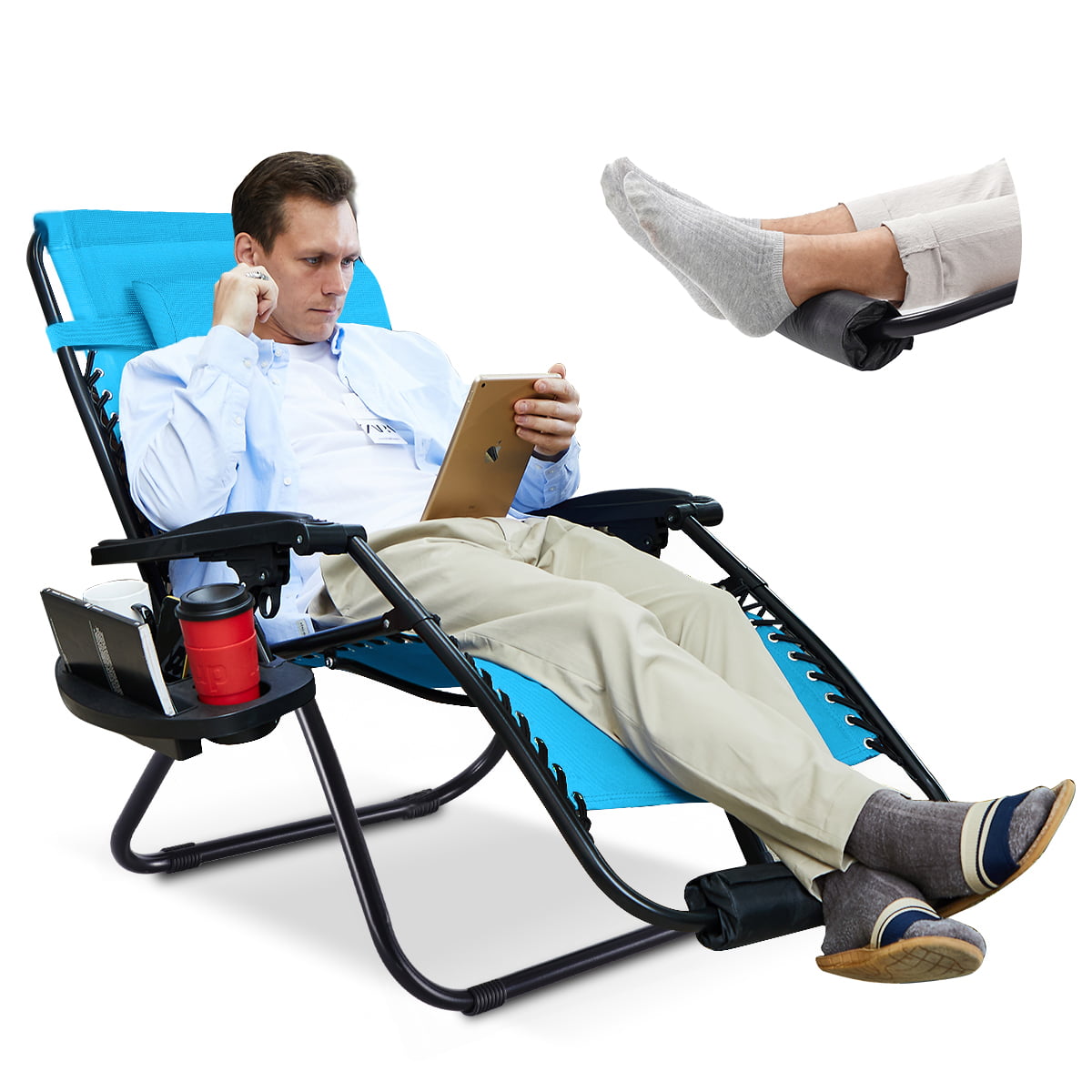 Zero Gravity Chair With Foot Rest Cushion Support 350 Lbs Patio Recliner Chair Folding Camping