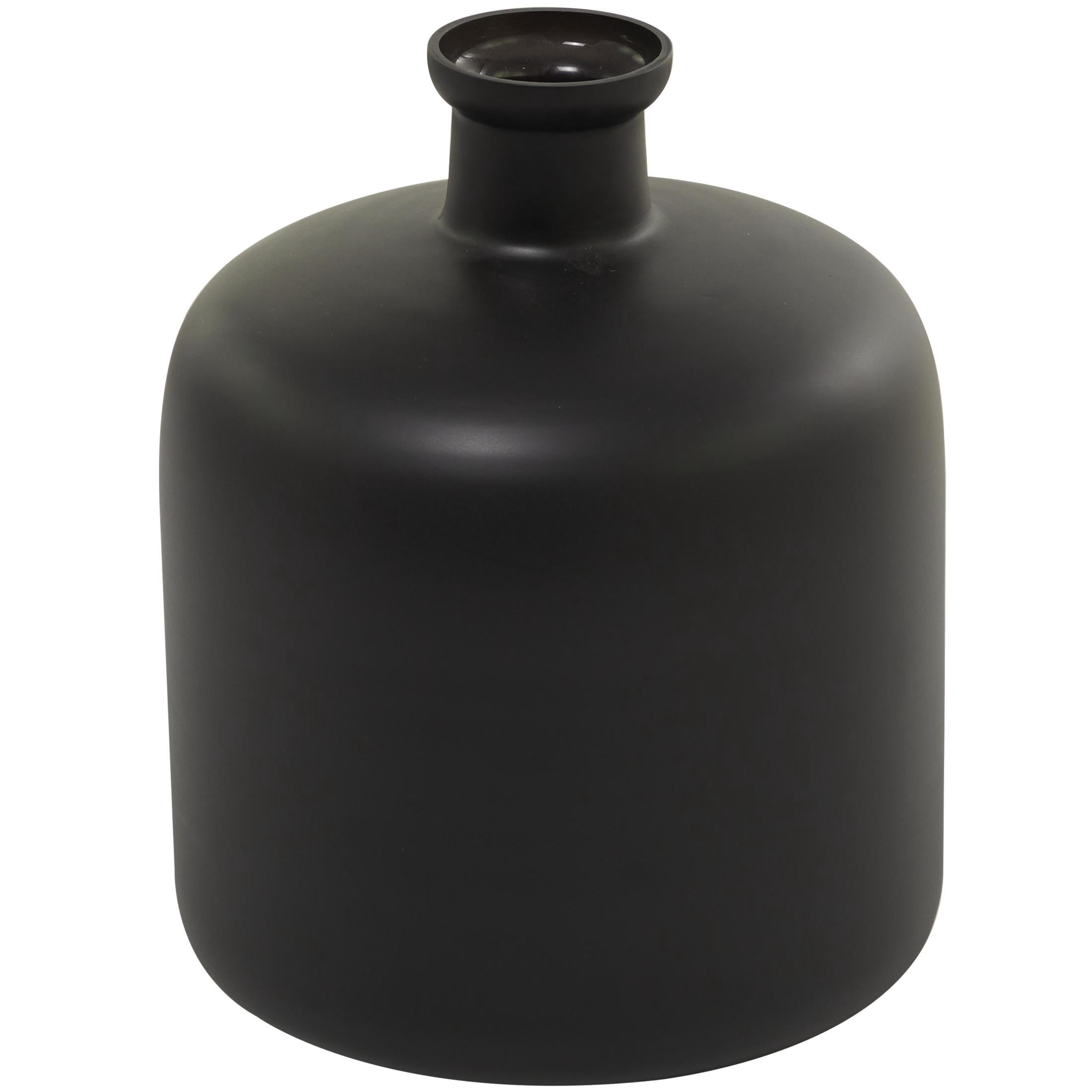 DecMode 12" Handmade Black Glass Vase