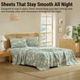 thumbnail image 5 of THD Vintage Green Floral Bed Sheets - 4 Piece Bed Sheet Set - Wrinkle Resistant & Ultra Soft - Fits Mattresses up to 15 Inches Deep, 5 of 6