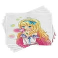 thumbnail image 1 of Ambesonne Anime Place Mats Set of 4, Manga Cartoon Art, Standard Size, Pink Yellow, 1 of 6