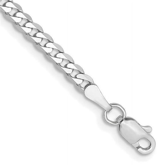 Primal Gold 14 Karat White Gold 2.9mm Flat Beveled Curb Chain Bracelet
