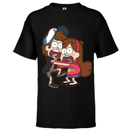 Disney Gravity Falls Dipper and Mabel Pines - Short Sleeve T-Shirt for Kids - Customized-Black