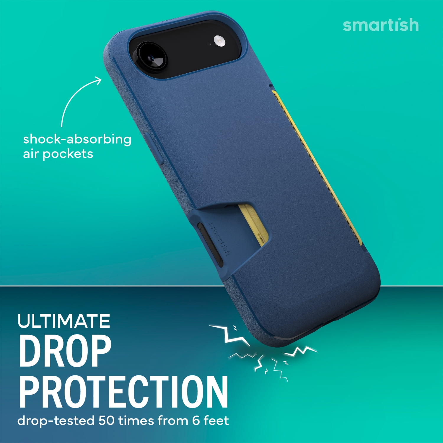 Smartish® iPhone 17 Air Wallet Case - Wallet Slayer Vol. 1 [Slim + Protective] Credit Card Holder - Drop Tested Flip Hidden Card Slot Cover For Apple iPhone 17 Air - Blues on The Green