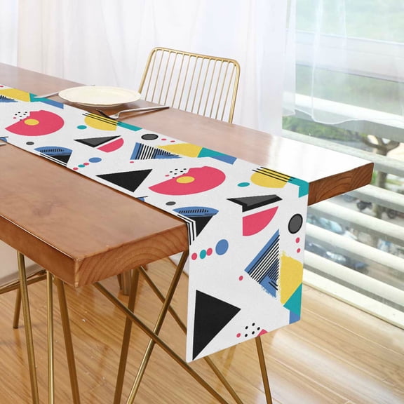 Yayeee Table Runner 70 inches Long Home Kitchen Dinning Party Decoration, Black Retro Pattern