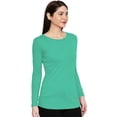 thumbnail image 2 of eloria Women's T-Shirt Round Neck Solid Color Plain Full Sleeve T-Shirt Color: Green | Size: 2XL, 2 of 7