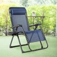 thumbnail image 1 of Gymax Folding Zero Weighted Lounge Chair Recliner w/ Cup Holder Tray Pillow Blue, 1 of 7