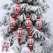 2-Pack Christmas Gourd Ornaments - Red & White Mini Tree Pendants for Holiday Door/Wreath Decor