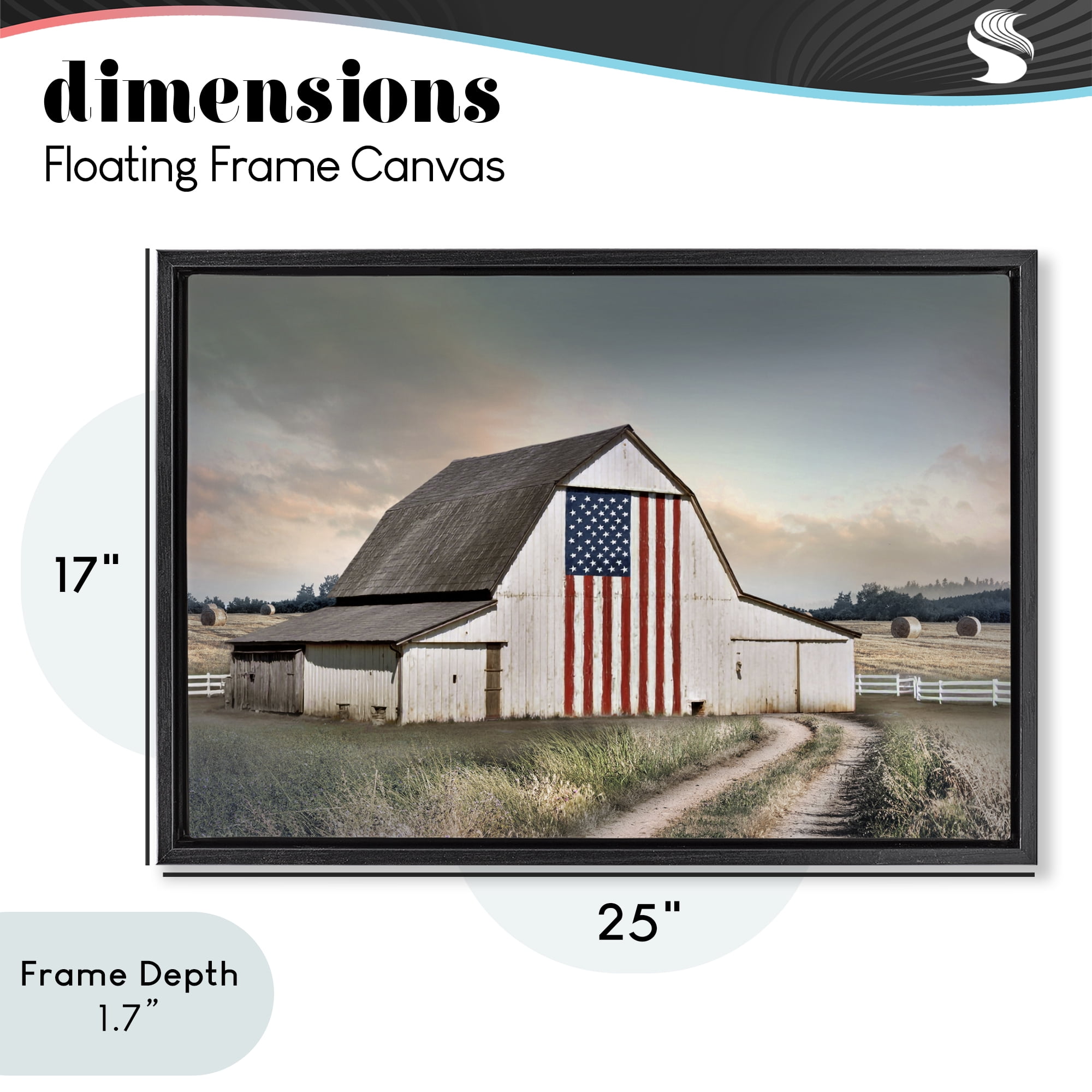 Stupell Industries Land That I Love Barn Black Framed Floater Canvas Wall Art, design by CAD Designs