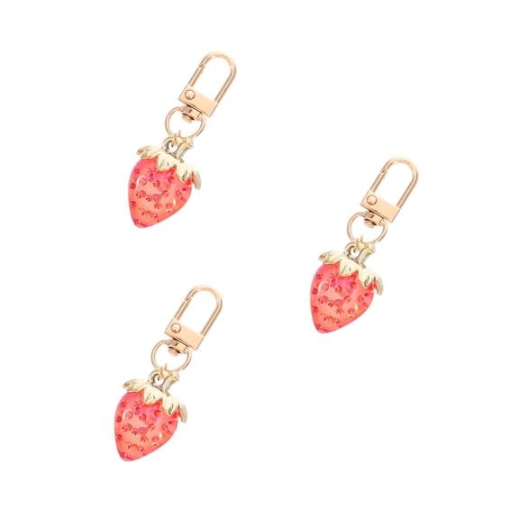 OUNONA 3pcs Cute Strawberry Keychain Strawberry Bag Charm Strawberry Charm Backpack Strawberry Keychain Pendant Accessories Strawberry Purse Charm