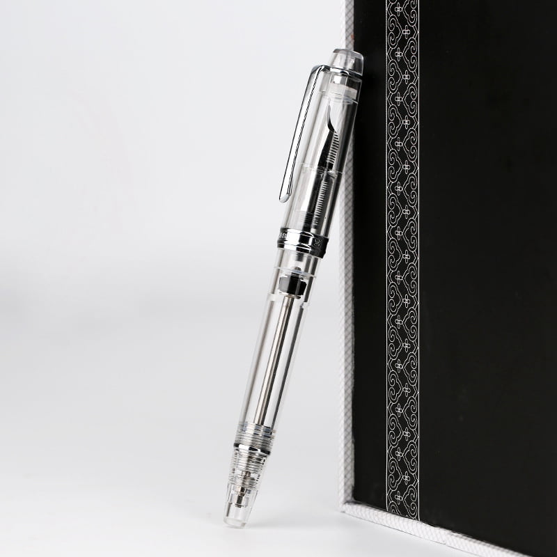 Fine Nib NEW Penbbs 268 Vacuum Filling Fountain Pen Fully Transparent Resin 