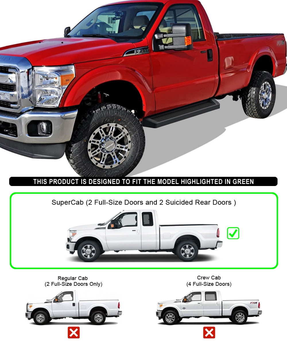 APS Black Running Boards Style Compatible with Ford F250 F350 Super Duty 1999-2016 Regular Cab (Nerf Bars Side Steps Side Bars)