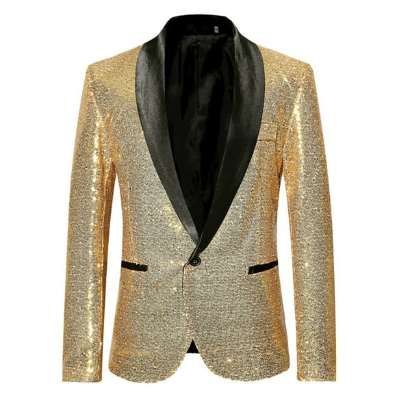 toraway Mens Suits Classic Fit Stretch Men'S Casual Fashion Suit Sequin Male Stage Personality Performance Emcee Sequin Solid Color Suit L